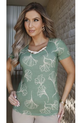 034343 - Blusa Ramany Estampada Folhagem